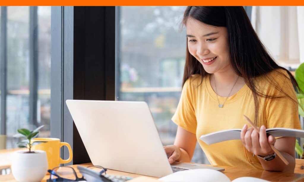 Teen girl taking notes while reviewing LOCI examples