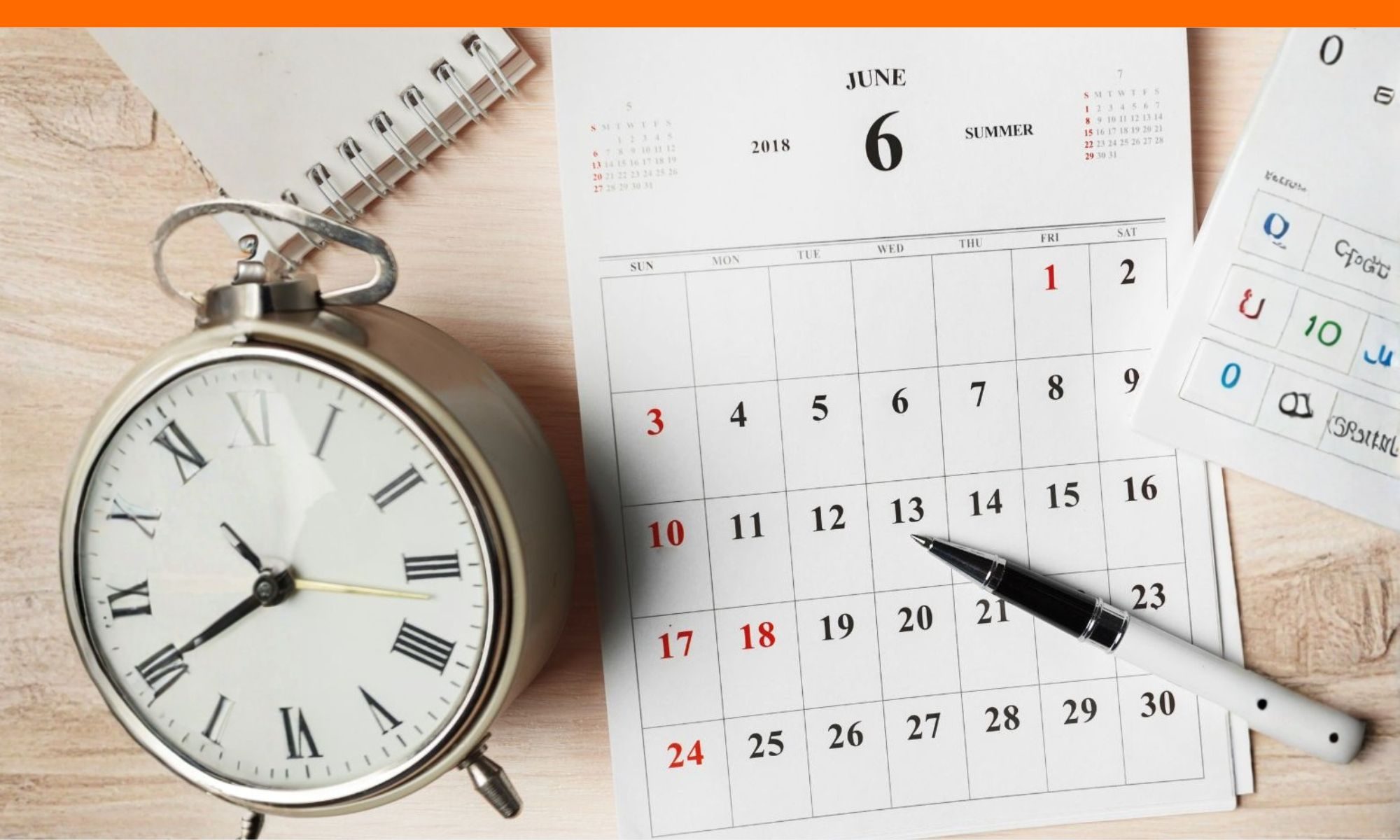 Calendar and clock showing application deadlines