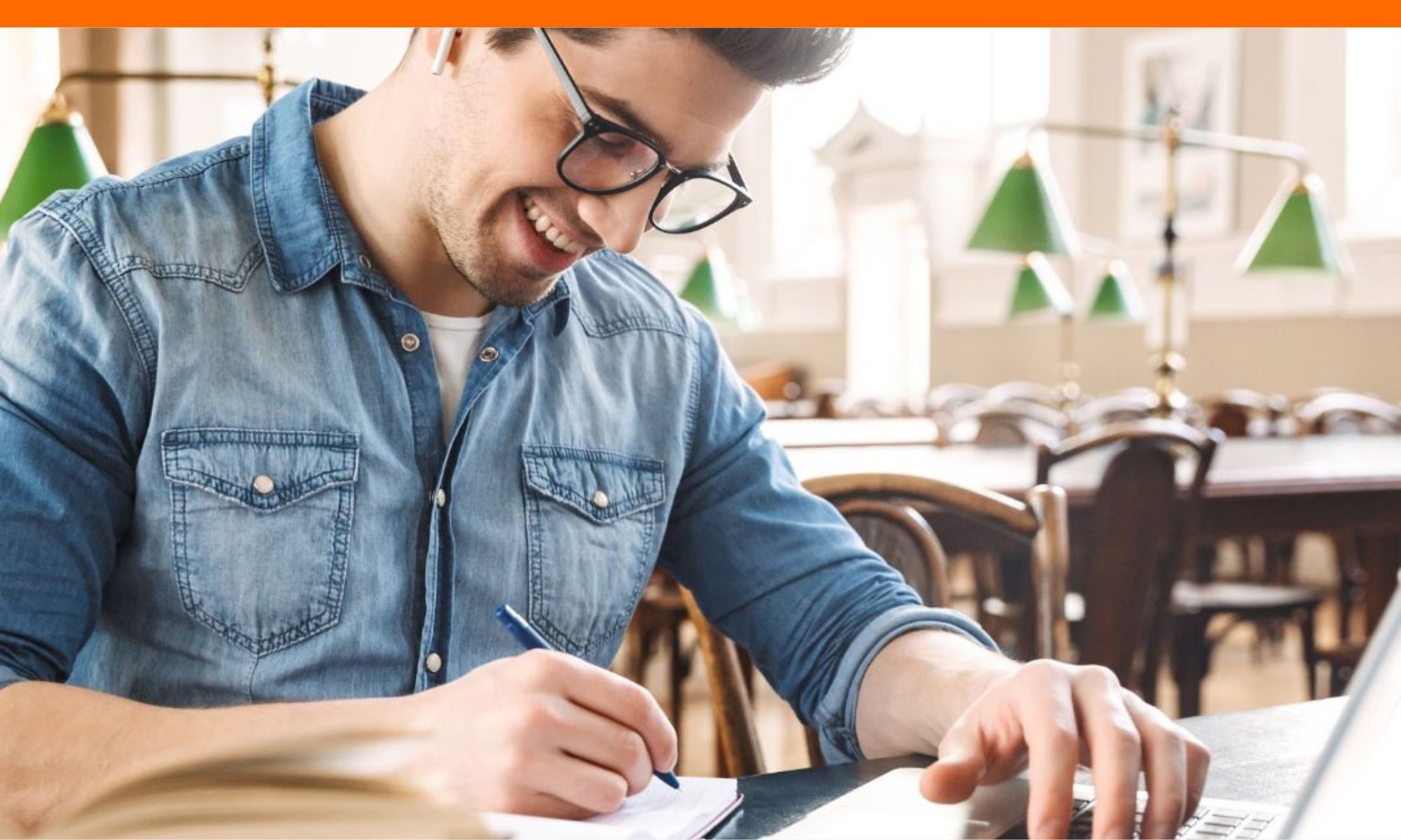 Student writing scholarship application